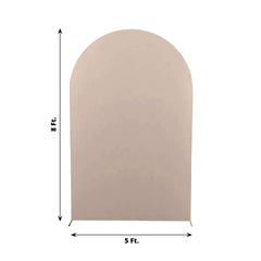 8ft Matte Nude Spandex Fitted Wedding Arch Cover For Round Top Chiara Backdrop Stand