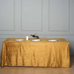 Premium Velvet 90"x156" Rectangle Tablecloth Gold - Reusable Soft & Stylish Seamless Table Cover for Sophisticated Weddings & Events