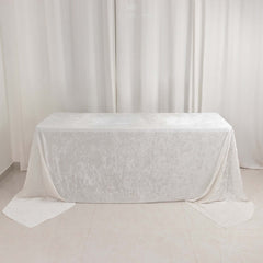Premium Crushed Velvet 90"x156" Rectangle Tablecloth White - Reusable Soft & Sophisticated Seamless Table Cover