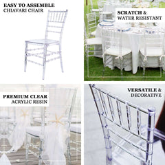 4 Pack Resin Chiavari Chairs Transparent and Stackable Clear - Sleek Armless Design for Weddings & Gatherings