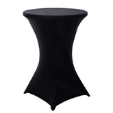 Spandex 30" Round Cocktail Table Cover Black - Easy to Maintain Stretch Fitted Highboy Tablecloth for Stylish Events