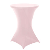 Spandex 30" Round Cocktail Table Cover Blush - Easy to Maintain Stretch Fitted Highboy Tablecloth
