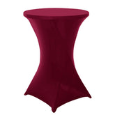 Spandex 30" Round Cocktail Table Cover Burgundy - Easy to Maintain Stretch Fitted Highboy Tablecloth