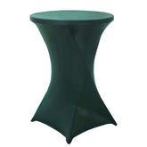Spandex 30" Round Cocktail Table Cover Hunter Emerald Green - Easy to Maintain Stretch Fitted Highboy Tablecloth