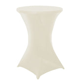 Spandex 30" Round Cocktail Table Cover Ivory - Easy to Maintain Stretch Fitted Highboy Tablecloth