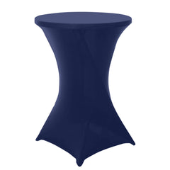 Spandex 30" Round Cocktail Table Cover Navy Blue - Easy to Maintain Stretch Fitted Highboy Tablecloth
