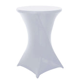 Spandex 30" Round Cocktail Table Cover White - Easy to Maintain Stretch Fitted Highboy Tablecloth for Stylish Events
