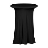Spandex 30" Round Cocktail Table Cover Skirt Black With Natural Wavy Drapes