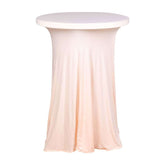 Spandex 30" Round Cocktail Table Cover Skirt Blush With Natural Wavy Drapes