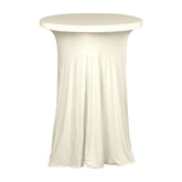 Spandex 30" Round Cocktail Table Cover Skirt Ivory With Natural Wavy Drapes