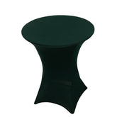 Spandex 36" Round Cocktail Table Cover Hunter Emerald Green - Easy to Maintain Stretch Fitted Highboy Tablecloth