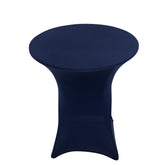 Spandex 36" Round Cocktail Table Cover Navy Blue - Easy to Maintain Stretch Fitted Highboy Tablecloth