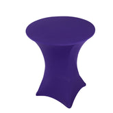 Spandex 36" Round Cocktail Table Cover Purple - Easy to Maintain Stretch Fitted Highboy Tablecloth