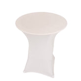 Spandex 36" Round Cocktail Table Cover White - Easy to Maintain Stretch Fitted Highboy Tablecloth for Events