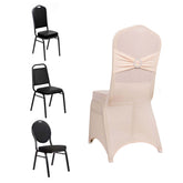 Spandex Chair Cover with Silver Rhinestone Buckled Sash Band Blush - Stretch Fitted Slipcover