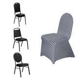 Spandex Chair Covers for Banquet Chairs Black/White Buffalo Plaid - Stylish Fitted Checkered Slipcovers for Weddings & Gatherings