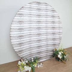 7.5ft White Rustic Wood Plank Pattern Spandex Fit Backdrop Stand Cover