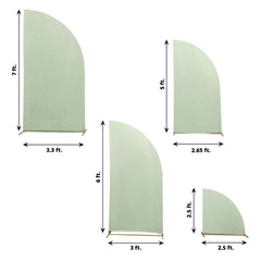 Set of 4 Matte Sage Green Spandex Half Moon Chiara Backdrop Stand Covers, Custom Fitted Wedding Arch Covers - 2.5ft,5ft,6ft,7ft