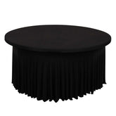 Spandex Round 5ft Table Skirt Black with Wavy Skirt-Like Effect Stylish Table Cover