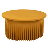 Spandex Round 5ft Table Skirt Gold with Wavy Skirt-Like Effect Stylish Table Cover for Weddings, Banquets & Trade Shows