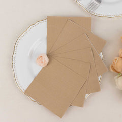 50-Pack Paper Beverage Napkins Natural - 2 Ply Disposable Soft 18GSM Cocktail Napkins 5"x5"