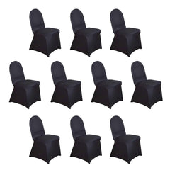 10 Pack Spandex Chair Covers for Banquet Chairs Black - Durable Reusable Stretch Slip-On Covers for Gatherings