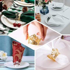 4 Pack Metallic Gold Crown Rhinestone Napkin Rings, Royal Bling Napkin Holders