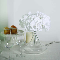 10 Flower Head and Stems White Artificial Satin Hydrangeas, DIY Arrangement