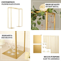 Adjustable Flower Arch Gold Metal Over-The-Table Frame - Wedding Display 48" Tall