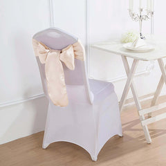 5 Pack Satin Chair Sashes Beige - Durable Chair Bows with Shiny Finish 6"x106"
