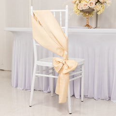 5 Pack Lamour Satin 6"x106" Chair Sashes Beige - Stylish Reusable Decorative Bows