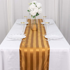 Satin 12"x108" Table Runner Gold - Stripe Table Decor