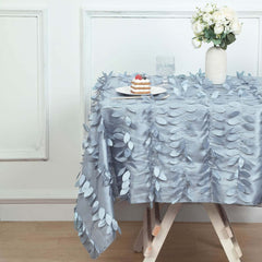 Taffeta 54"x54" Table Overlay Square Tablecloth Dusty Blue 3D Leaf Petal Table Cover