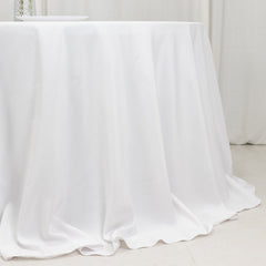 Fire Retardant Premium Polyester 132" Round Tablecloth White - Stylish High-Performance Table Cover for Large Gatherings