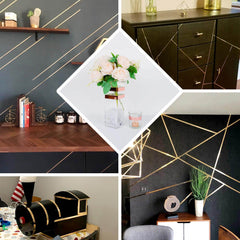 100 Yds 3/8" Rose Gold Metallic Film Tape Adhesive, DIY Floral Wrap Craft Decor Tape - Polyester with Acrylic