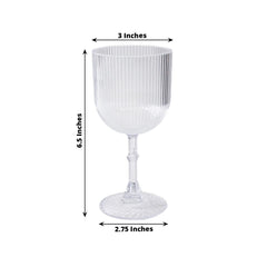 12-Pack Plastic Goblets Clear Vintage Ribbed Pattern - Reusable Shatterproof Glassware 9oz