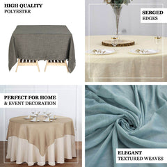 Linen 72"x72" Table Overlay Square Tablecloth Ivory - Slubby Textured Wrinkle-Resistant Design for Stylish Occasions