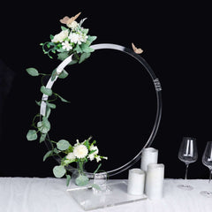 Table Wedding Arch Hoop Stand Acrylic Round Clear - Wreath Tabletop Centerpiece for Weddings 26"