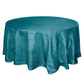 Taffeta 120" Round Tablecloth Teal - Seamless Accordion Crinkle Table Cover