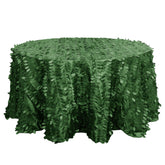 Taffeta 132" Round Tablecloth Green | 3D Leaf Petal Design Seamless Table Cover