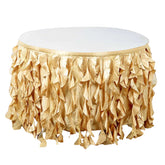 Taffeta 14ft Table Skirt Champagne - Cascading Curly Willow Style Table Cover