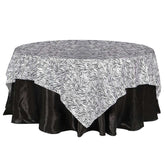 Taffeta 90"x90" Table Overlay Black and White - Tiger Print Table Topper for Jungle Theme