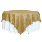 Taffeta 90"x90" Table Overlay Square Tablecloth Gold - Accordion Crinkle Design for Modern Celebrations