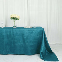 Taffeta 90"x132" Rectangle Tablecloth Teal - Seamless Accordion Crinkle Table Cover