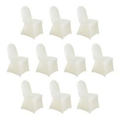 10 Pack Spandex Chair Covers for Banquet Chairs Ivory - Durable Reusable Stretch Slip-On Covers
