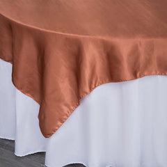Satin 60"x60" Table Overlay Square Tablecloth Terracotta (Rust) - Smooth Silky Touch Table Cover