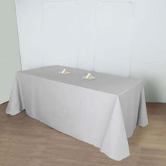 Polyester 90"x156" Rectangle Tablecloth Silver - Seamless Wrinkle-Resistant Table Cover