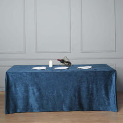 Premium Velvet 90"x156" Rectangle Tablecloth Navy Blue - Reusable Soft & Seamless Table Cover