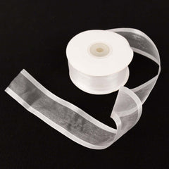 25 Yards 1.5" White Organza Ribbon With Satin Edges