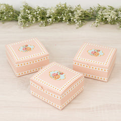 25-Pack Gift Boxes Vintage Rose Floral – Dusty Rose Cardstock Favor Boxes for Cookies, Candies, and Mini Keepsakes - 4"x4"x2"